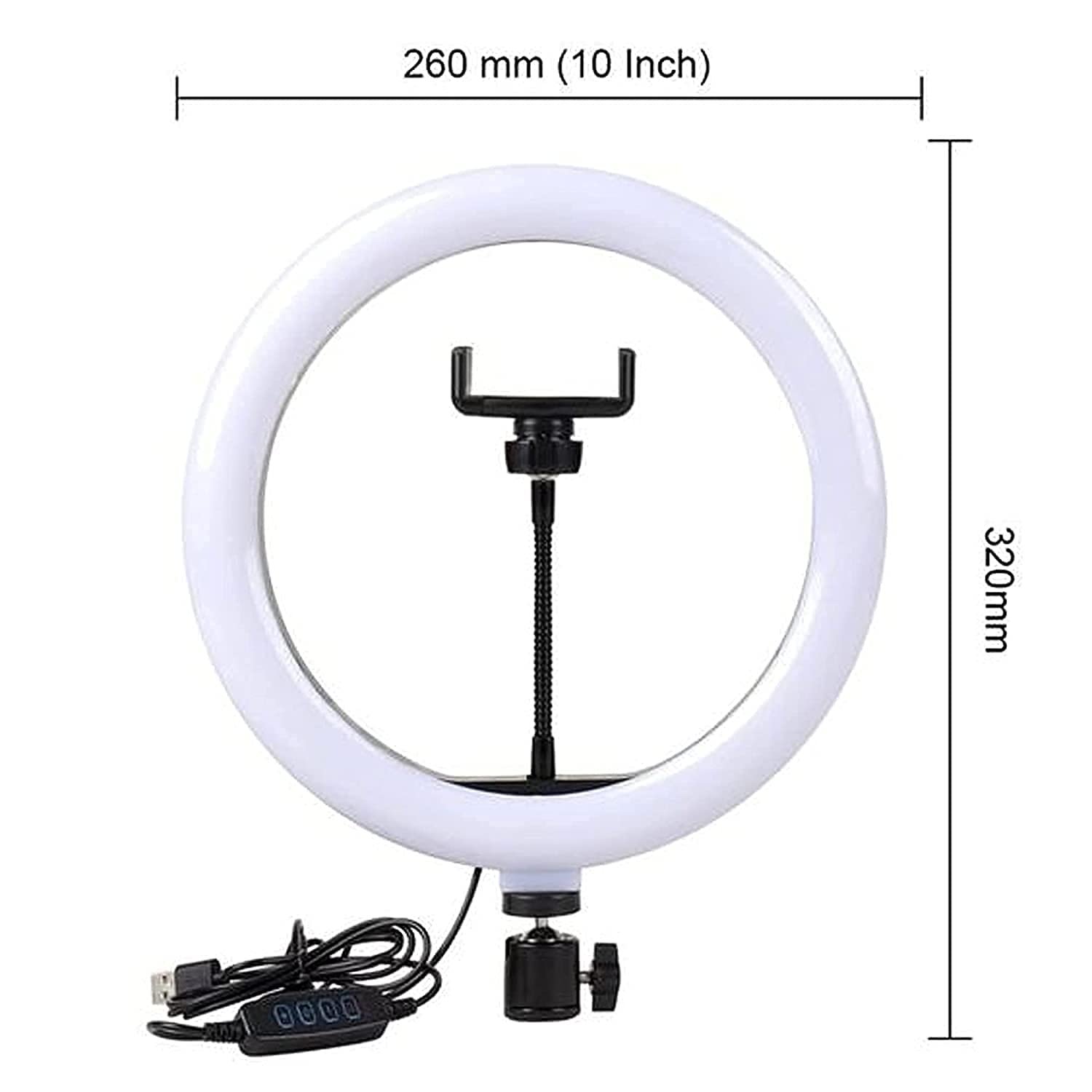 10-inch LED ring light with tripod stand and phone holder