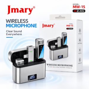 JMARY MW-15 dual wireless lavalier microphone with charging case